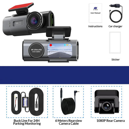 Dash Cam Dual Lens 4K