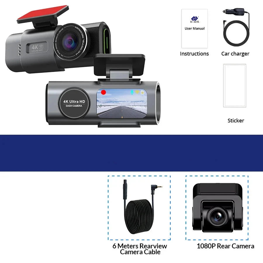 Dash Cam Dual Lens 4K