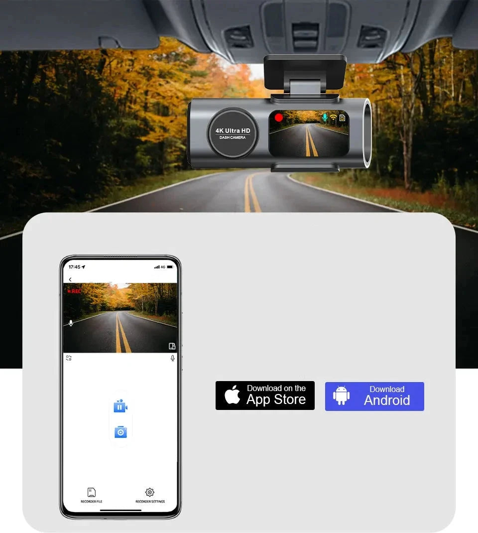 Dash Cam Dual Lens 4K